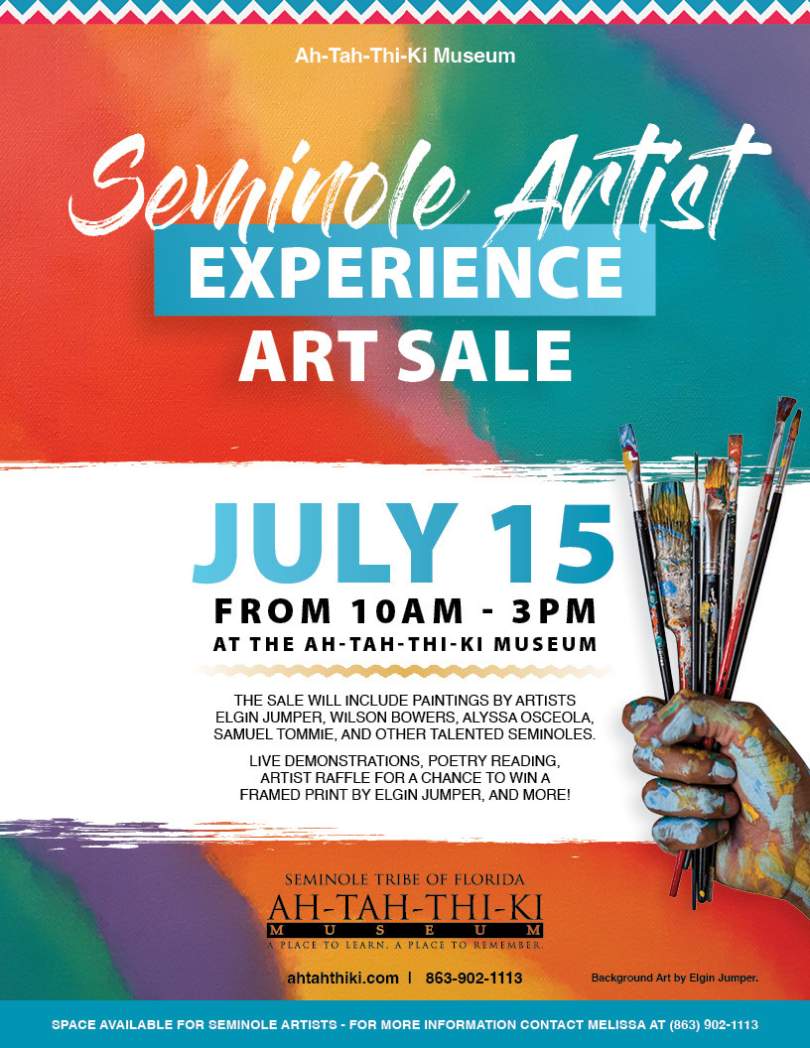 Seminole Artist Experience Art Sale at Ah-Tah-Thi-Ki Museum